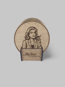 Σετ 4 Σουβέρ με Λογότυπο Επιχείρησης και Βάση