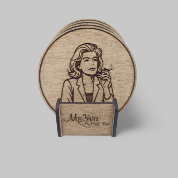 Σετ 4 Σουβέρ με Λογότυπο Επιχείρησης και Βάση